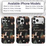 Woodland Animals Bear Deer Bunny Trees Mushrooms Custom Name Protective Phone Case Mobile Cover Durable Everyday Smartphone Shock Resistant