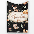 Cute Woodland Deer Bear Fox Owl Raccoon Leaves Mushrooms Seamless  Personalised Custom Name Super Soft Fleece Blanket Bed Sofa Throw