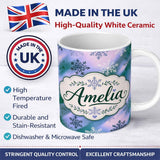 Personalized Custom Name Abstract Snowflake Gradient Winter Seamless Pattern Cute Unique Gift 11oz Ceramic Coffee Tea Mug White Large Handle