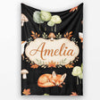 Cute Forest Fox Autumn Leaves Trees Mushrooms Woodland Animals  Personalised Custom Name Super Soft Fleece Blanket Bed Sofa Throw