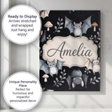 Personalised Name Cute Halloween Bats Custom Modern Room Accent Creative Decorator Style Canvas Wall Art Print Decor Picture Ready to Hang