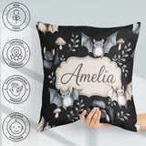 Custom Name Halloween Bats Stars Night Sky Seamless Pattern Name Square Filled Cushion Throw Pillow Sofa Bed Home Decor Zip Washable UK Made