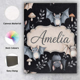 Personalised Name Cute Halloween Bats Custom Modern Room Accent Creative Decorator Style Canvas Wall Art Print Decor Picture Ready to Hang