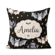 Custom Name Halloween Bats Flying Yellow Stars Night Sky Pattern Square Filled Cushion Throw Pillow Sofa Bed Home Decor Zip Washable UK Made