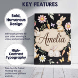 Personalised Name Cute Bunny Rabbits Custom Premium Decorative Design Modern Room Accent Canvas Wall Art Print Decor Picture Ready to Hang