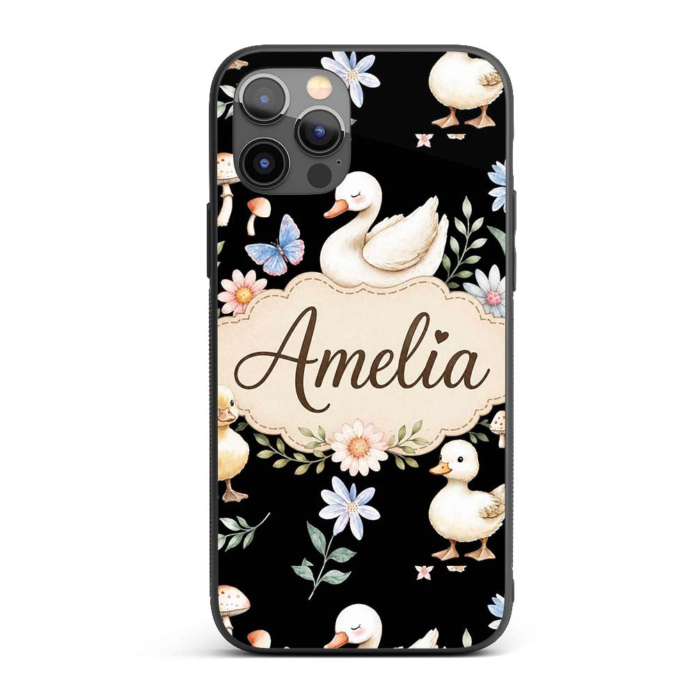 Swan Duckling Butterflies Flowers Mushrooms Soft Custom Name Protective Phone Case Mobile Cover Durable Everyday Smartphone Shock Resistant