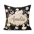Custom Name Swan Duckling Butterflies Mushrooms Soft Watercolor Square Filled Cushion Throw Pillow Sofa Bed Home Decor Zip Washable UK Made