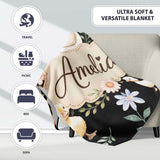 Swan Duckling Butterflies Flowers Mushrooms Soft Watercolor  Personalised Custom Name Super Soft Fleece Blanket Bed Sofa Throw