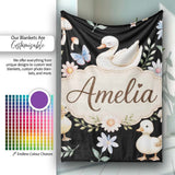 Swan Duckling Butterflies Flowers Mushrooms Soft Watercolor  Personalised Custom Name Super Soft Fleece Blanket Bed Sofa Throw