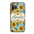 Bright Yellow Sunflower Blue Background Seamless Custom Name Protective Phone Case Mobile Cover Durable Everyday Smartphone Shock Resistant