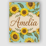 Personalised Name Bright Yellow Sunflower Custom  Unique Gift Idea Elegant Feature Canvas Wall Art Print Decor Picture Ready to Hang
