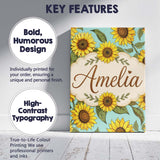 Personalised Name Bright Yellow Sunflower Custom  Unique Gift Idea Elegant Feature Canvas Wall Art Print Decor Picture Ready to Hang