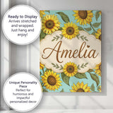 Personalised Name Bright Yellow Sunflower Custom  Unique Gift Idea Elegant Feature Canvas Wall Art Print Decor Picture Ready to Hang