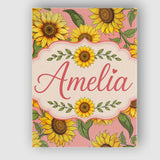 Personalised Name Bright Yellow Sunflower Custom  Unique Gift Idea Elegant Feature Canvas Wall Art Print Decor Picture Ready to Hang
