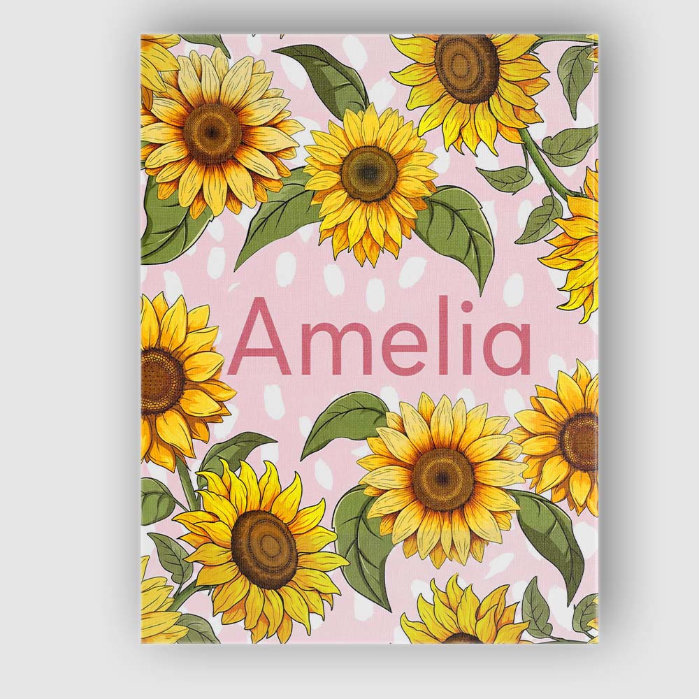Personalised Name Bright Yellow Sunflower Custom  Unique Gift Idea Elegant Feature Canvas Wall Art Print Decor Picture Ready to Hang