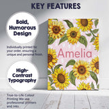 Personalised Name Bright Yellow Sunflower Custom  Unique Gift Idea Elegant Feature Canvas Wall Art Print Decor Picture Ready to Hang