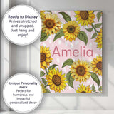 Personalised Name Bright Yellow Sunflower Custom  Unique Gift Idea Elegant Feature Canvas Wall Art Print Decor Picture Ready to Hang