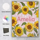 Personalised Name Bright Yellow Sunflower Custom  Unique Gift Idea Elegant Feature Canvas Wall Art Print Decor Picture Ready to Hang