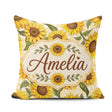 Custom Name Bright Yellow Sunflower Abstract Background Seamless Square Filled Cushion Throw Pillow Sofa Bed Home Decor Zip Washable UK Made