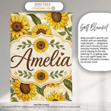 Bright Yellow Sunflower Cream Abstract Background Seamless Pattern  Personalised Custom Name Super Soft Fleece Blanket Bed Sofa Throw