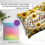 Custom Name Bright Yellow Sunflower Abstract Background Seamless Square Filled Cushion Throw Pillow Sofa Bed Home Decor Zip Washable UK Made