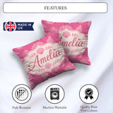 Custom Name Minimal Pink Seashell Ocean Summer Pattern Name Cute Square Filled Cushion Throw Pillow Sofa Bed Home Decor Zip Washable UK Made