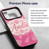 Minimal Pink Seashell Ocean Summer Printed Design Custom Name Protective Phone Case Mobile Cover Durable Everyday Smartphone Shock Resistant