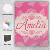 Personalised Name Minimal Pink Seashell Custom  Modern Room Accent Elegant Feature Canvas Wall Art Print Decor Picture Ready to Hang
