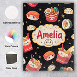 Personalised Name Cute Kawaii Sushi Ramen Custom  Unique Gift Idea Elegant Feature Canvas Wall Art Print Decor Picture Ready to Hang