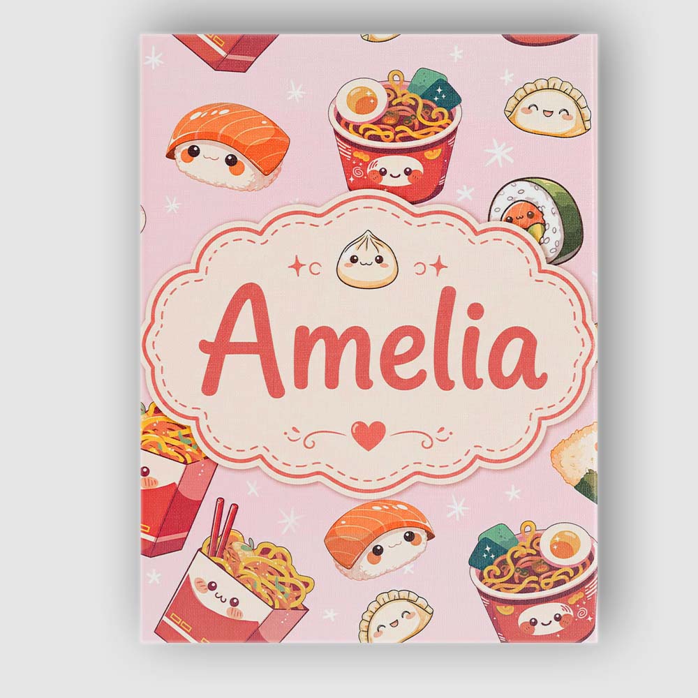 Personalised Name Cute Kawaii Sushi Ramen Custom  Unique Gift Idea Elegant Feature Canvas Wall Art Print Decor Picture Ready to Hang