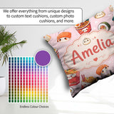 Custom Name Cute Kawaii Sushi Ramen Dumpling Food Pink Seamless Square Filled Cushion Throw Pillow Sofa Bed Home Decor Zip Washable UK Made