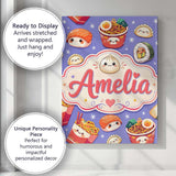 Personalised Name Cute Kawaii Sushi Ramen Custom  Unique Gift Idea Elegant Feature Canvas Wall Art Print Decor Picture Ready to Hang