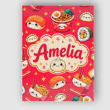 Personalised Name Cute Kawaii Sushi Ramen Custom  Unique Gift Idea Elegant Feature Canvas Wall Art Print Decor Picture Ready to Hang