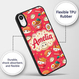 Cute Kawaii Sushi Ramen Dumpling Printed Design Custom Name Protective Phone Case Mobile Cover Durable Everyday Smartphone Shock Resistant