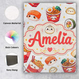 Personalised Name Cute Kawaii Sushi Ramen Custom  Unique Gift Idea Elegant Feature Canvas Wall Art Print Decor Picture Ready to Hang