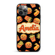 Cute Kawaii Burger Fries Hotdog Fast Food Black Custom Name Protective Phone Case Mobile Cover Durable Everyday Smartphone Shock Resistant