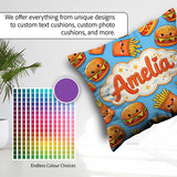 Custom Name Kawaii Burger Fries Hotdog Fast Food Blue Background Square Filled Cushion Throw Pillow Sofa Bed Home Decor Zip Washable UK Made