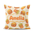 Custom Name Cute Kawaii Burger Fries Hotdog Fast Food Background Square Filled Cushion Throw Pillow Sofa Bed Home Decor Zip Washable UK Made