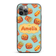 Kawaii Burger Fries Hotdog Fast Food Mint Green Custom Name Protective Phone Case Mobile Cover Durable Everyday Smartphone Shock Resistant