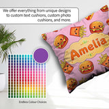 Custom Name Kawaii Burger Fries Fast Food Blush Seamless Pattern Square Filled Cushion Throw Pillow Sofa Bed Home Decor Zip Washable UK Made