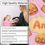 Kawaii Burger Fries Hotdog Fast Food Blush Pink Seamless Pattern  Personalised Custom Name Super Soft Fleece Blanket Bed Sofa Throw