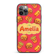 Cute Kawaii Burger Fries Hotdog Fast Food Red Custom Name Protective Phone Case Mobile Cover Durable Everyday Smartphone Shock Resistant
