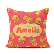Custom Name Kawaii Burger Fries Hotdog Fast Food Red Background Square Filled Cushion Throw Pillow Sofa Bed Home Decor Zip Washable UK Made