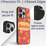 Cute Kawaii Burger Fries Hotdog Fast Food Red Custom Name Protective Phone Case Mobile Cover Durable Everyday Smartphone Shock Resistant