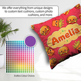 Custom Name Kawaii Burger Fries Hotdog Fast Food Red Background Square Filled Cushion Throw Pillow Sofa Bed Home Decor Zip Washable UK Made