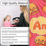 Cute Kawaii Burger Fries Hotdog Fast Food Red Background Seamless  Personalised Custom Name Super Soft Fleece Blanket Bed Sofa Throw