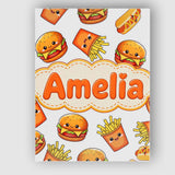 Personalised Name Cute Kawaii Burger Fries Custom  Unique Gift Idea Elegant Feature Canvas Wall Art Print Decor Picture Ready to Hang