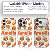 Cute Kawaii Burger Fries Hotdog Fast Food White Custom Name Protective Phone Case Mobile Cover Durable Everyday Smartphone Shock Resistant