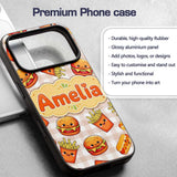 Kawaii Burger Fries Hotdog Fast Printed Design Custom Name Protective Phone Case Mobile Cover Durable Everyday Smartphone Shock Resistant