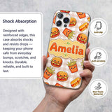 Kawaii Burger Fries Hotdog Fast Printed Design Custom Name Protective Phone Case Mobile Cover Durable Everyday Smartphone Shock Resistant